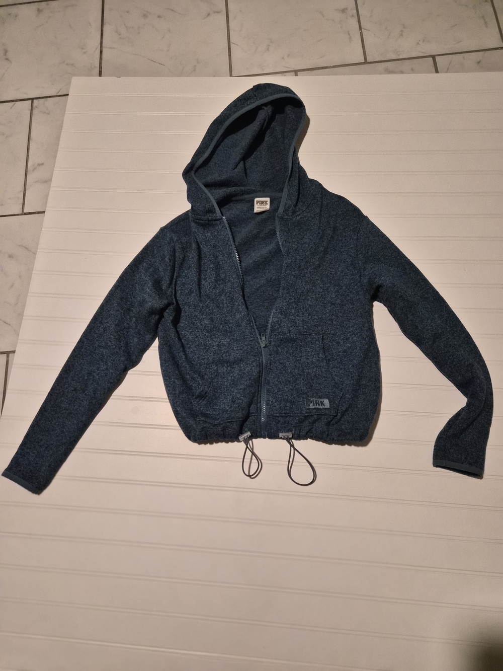 PINK Victoria's Secret Cozy Hooded Zip Jacket in Dark Teal